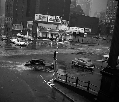 Flooded Downtown Street