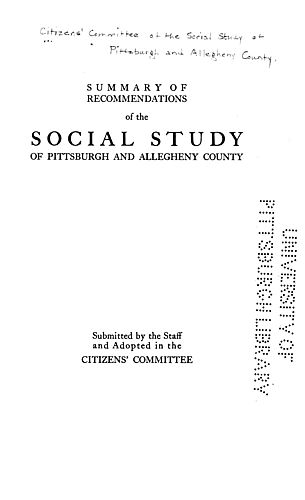 Summary of recommendations of the social study of Pittsburgh and Allegheny County