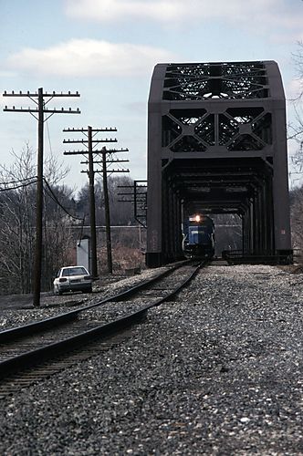 ConRail Train Traveling over the Bayard Bridge