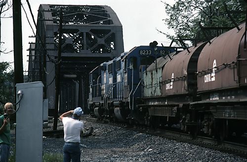 ConRail Locomotive 8233 Crossing the Bayard Bridge
