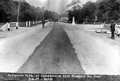 Evergreen Boulevard (Evergreen Road) at Intersection with Thompson Run Road