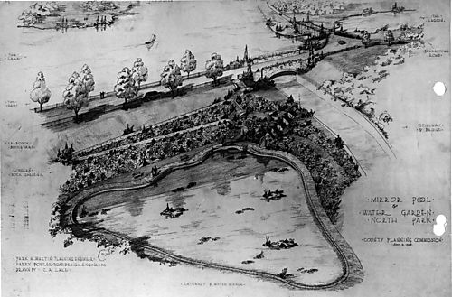 North Park Lake Shore Drive - County Planning Commission Drawing of Mirror Pool and Water Garden