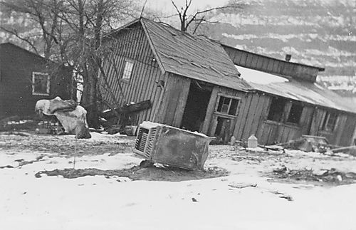 Damaged House After the 1936 Flood Receded