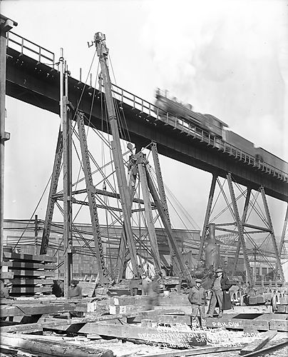 Pile Driver at Ohio Connecting Railway Bridge