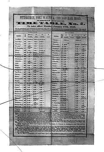 Pittsburgh, Ft. Wayne & Chicago Railroad Timetable