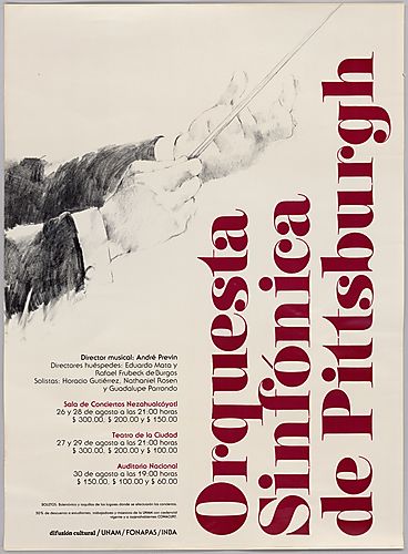 Poster for Pittsburgh Symphony Orchestra performance in Mexico City, Mexico in 1980