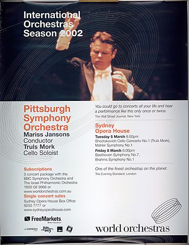 Poster for Pittsburgh Symphony Orchestra performance in Sydney, Australia in 2002