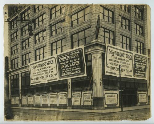 B. White Company Store with Rosenbaum Co. signs