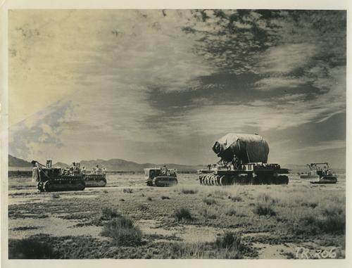 Transportation of the atom bomb containment vessel