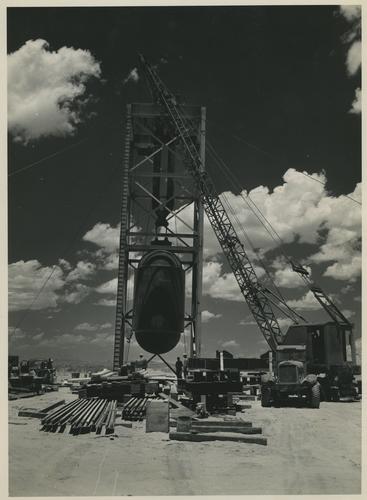 Tower built to test the atom bomb containment vessel