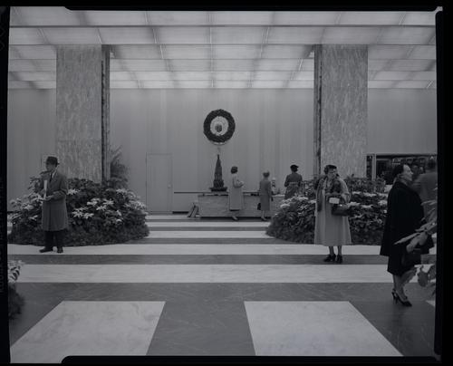 Christmas display inside the Alcoa Building
