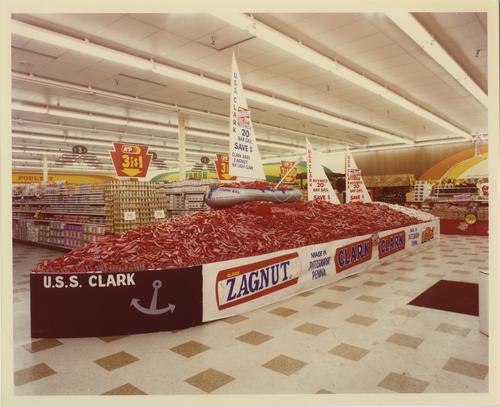 "U.S.S. Clark" promotional display of Clark Bars, Zagnut Bars, and Light Clark Bars