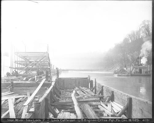 Monongahela River Construction of Cofferdam for New Lock and Dam 7