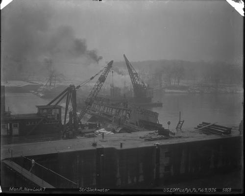 Boat on Monongahela River Lock and Dam 7