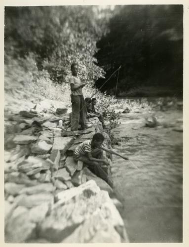 Children fishing at Camp Johnson