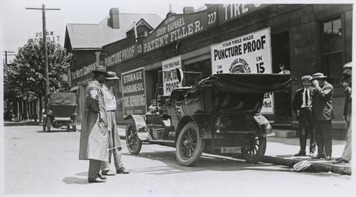 Damaged Automobile Outside Store