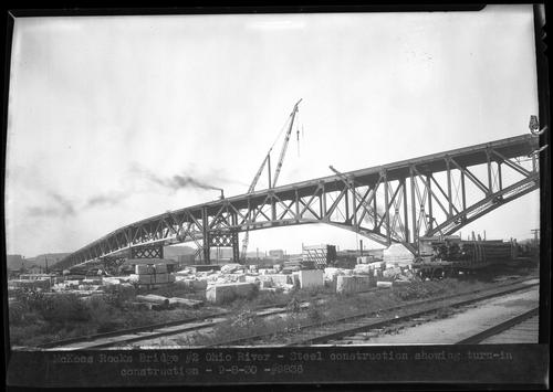 McKees Rocks Bridge #2 Ohio River - Steel Construction Showing Turn-In Construction