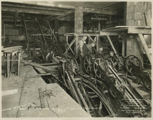 Construction of the second-floor escalators