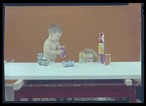 Boy and Girl Drinking Soft Drinks