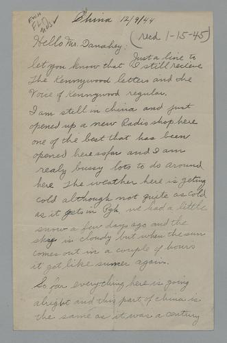 Letter from Joseph P. Williams (Joe) to Kennywood (1)