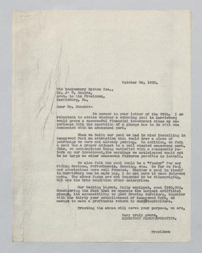 Reply from Kennywood to Hockenbury Systems Inc.