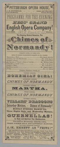 Opera program - Hess' Grand English Opera Company in The Chimes of Normandy
