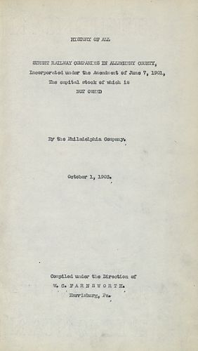 History of all street railway companies in Allegheny County