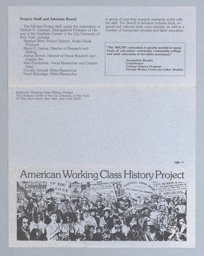 American Working Class History Project Pamphlet