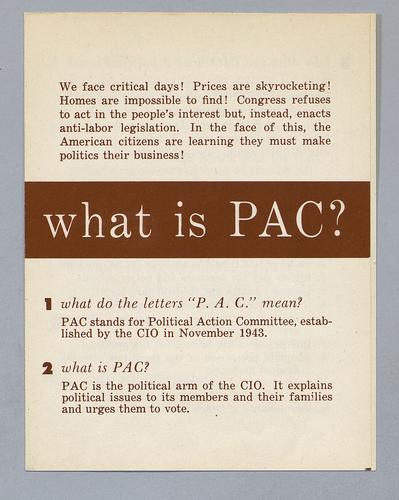 CIO Political Action Committee "What is PAC?" Flyer