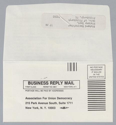 Association for Union Democracy Mailing