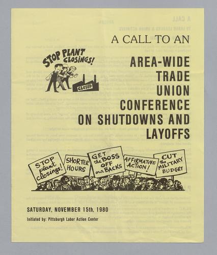 "A Call to an Area-Wide Trade Union Conference on Shutdowns and Layoffs"