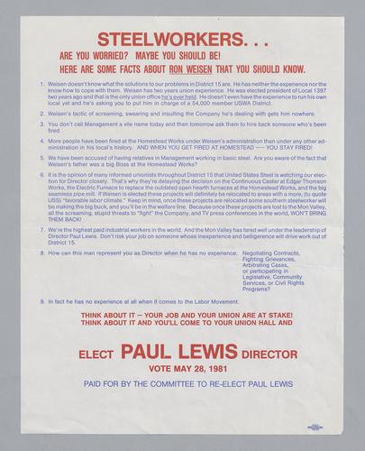 Committee to Re-elect Paul Lewis Flyers