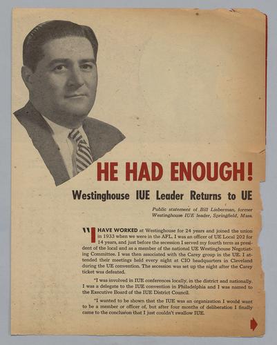 "He Had Enough! - Westinghouse IUE Leader Returns to UE" Booklet