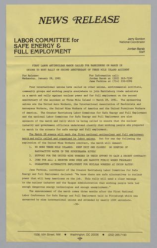 First Labor Antinuclear March News Release