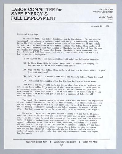 Harrisburg March and Rally Letter