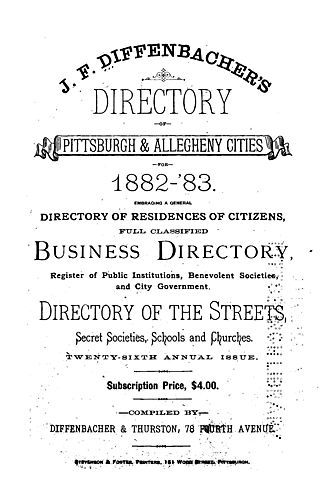 J.F. Diffenbacher's directory of Pittsburgh and Allegheny cities