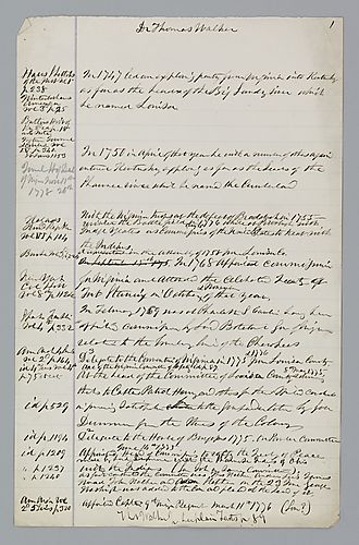 Notes on Dr. Thomas Walker