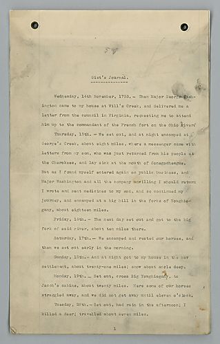 Typewritten Draft, Gist's Journal (1753-54)