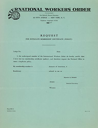 IWO Duplicate Membership Form