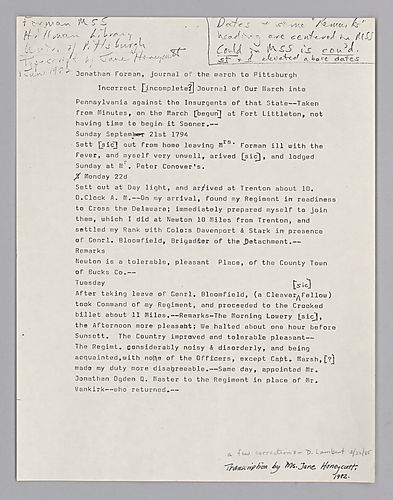 Drafts of Transcripts by Ms. Jane Honeycutt, 1982, and D. Lambert