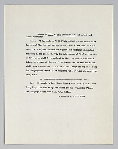 Extract of Mary Carson O'Hara's Will