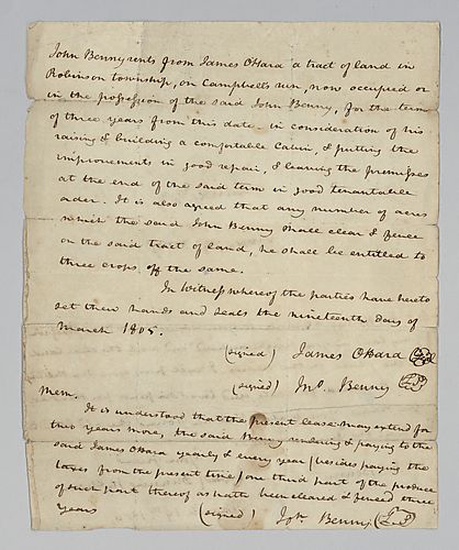 Lease agreement between James O'Hara and J. Benny
