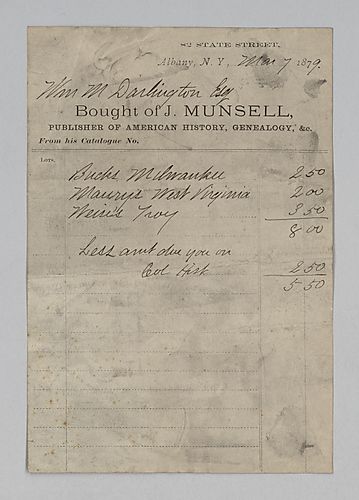 Receipts for Books purchased by William M. Darlington, August 21- December 11, 1885.