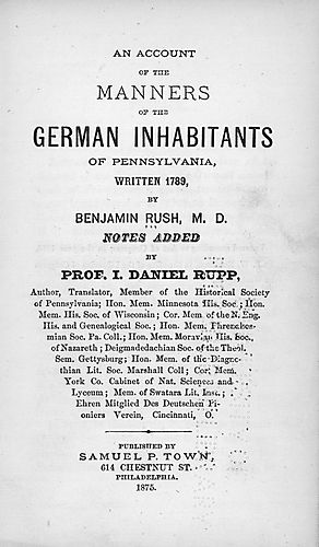 account of the manners of the German inhabitants of Pennsylvania : written in 1789