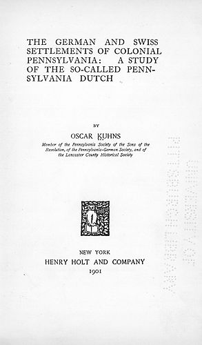 German and Swiss settlements of colonial Pennsylvania
