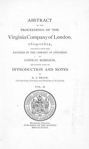 Abstract of the proceedings of the Virginia Company of London, 1619-1624
