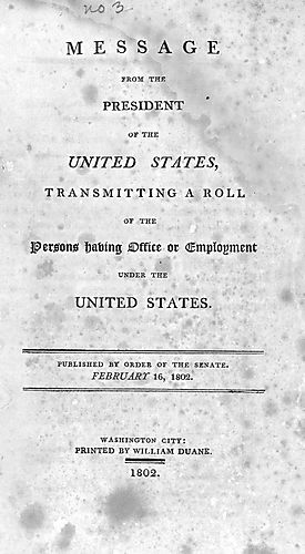 Message from the President of the United States, transmitting a roll of the persons having office or employment under the United States