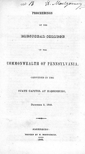 Proceedings of the Electoral College of the Commonwealth of Pennsylvania
