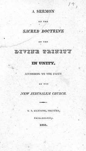 sermon on the sacred doctrine of the Divine Trinity in unity according to the faith of the New Jerusalem Church