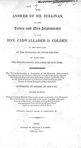 answer of Mr. Sullivan, to the letter and mis-statements of the Hon. Cadwallader D. Colden